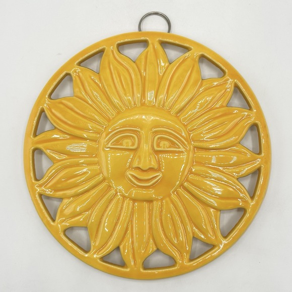 Other - Sun Tangerine Sunface Sunflower Trivet Enameled Cast Iron Wall Decor ODI 2006